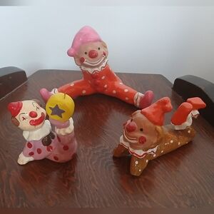 Lot of 3 Vintage Ceramic Clown Figurines Enesco